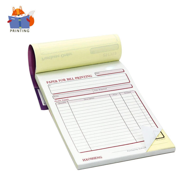 Wholesale Customized Brand  Story Paperback Business Paper Journals Invoice Books Printing for Restaurant Receipt