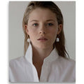 18K Gold Plated  Pearl Pendant Dissymmetry Huggie Earrings for Women Stainless Steel Earrings Wholesale