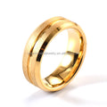Yellow Gold Wedding Band Ring 8mm Comfort Fit Tungsten Carbide Sandblast Single Grooved Invisible Setting for Unisex