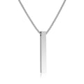 Stainless Steel Engrave Pillar Bar Name Necklace Gold Plated Vertical Necklace