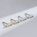 Unique 925 Sterling Silver Gold Plating Cz Zircon Curve bar Stud Earrings for Women Wholesale
