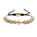 Fashion New Design Luxury CZ Cross Charm Macrame Adjustable Friendship Men Bracelet Women