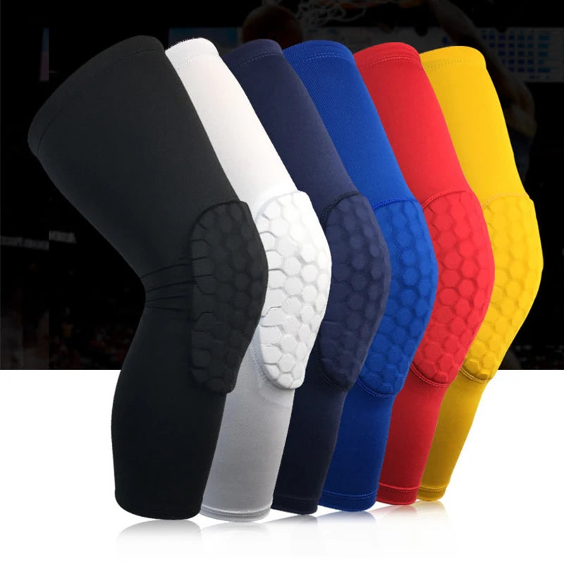 Honeycomb Design Soft Nylon & Spandex Knee Brace Long Breathable Compression Support Pad with Professional Protection for Adults