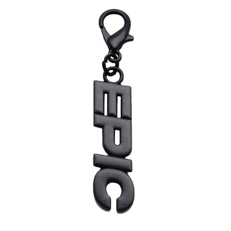 Purse Accessory Brand Letter Logos Zinc Alloy Suitcase Metal Black Color Hang Label Embossed Name Metal Keychain Bottle Tags
