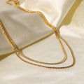 Classic Simple Necklace Jewelry 18K Gold Plated Flat Snake Chain  Dough Twist Double Layer Necklace for Women