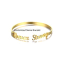 Personalized Fashion Name Bangle Custom Gold Stainless Steel Cuff Jewelry Nameplate Adjustable Bracelet Gift for Women