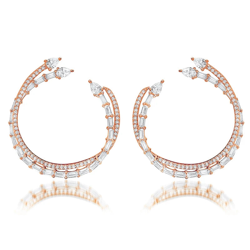 Korean Fashion Geometric 925 Sterling Silver Earrings Plated Gold 18k Zirconia Diamond Shape Earrings for Women Jewelry Unique