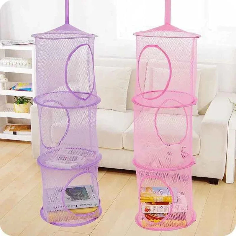 3 Shelf Hanging Storage Net Organizer Bag Mesh Closet Organizers for Bedroom Door Wall Home Clothing Tools Jewelry Bedding