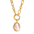 G3348 Wholesale Stainless Steel Waterproof Hypoallergenic Resin Big Pearl Pendant Necklaces for Women Fashion Jewelry Necklaces