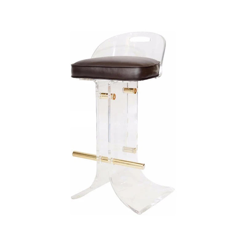 Modern Luxury Design Acrylic Transparent Bar With Stainless Steel Pole  Coffee Chair