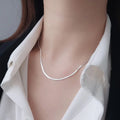 Simple 925 Sterling Silver Herringbone Chain Necklace Personality Flat Snake Choker Women Clavicle Chain Necklace