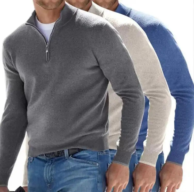 RNSHANGER Men's Casual Sweater Long Sleeve Pullover Outdoor Work Sweatshirts Autumn Half Zipper Sweater Winter Top