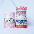 Factory Wholesale Printed With logo  Wired Ribbon Screen Printing Ribbon Flower Cake Gift Box Wrapped logo Satin Ribbon