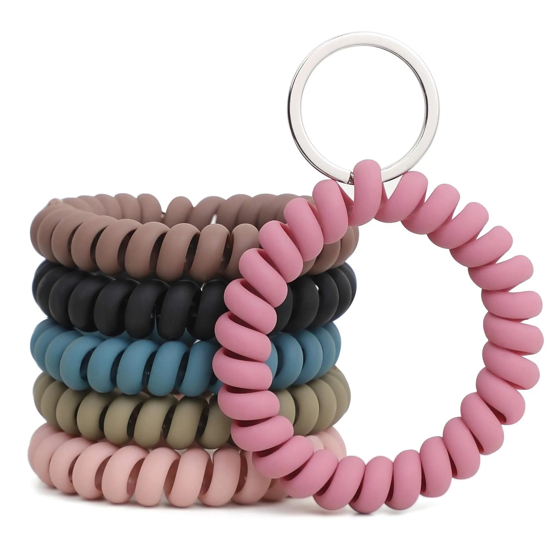 Stretchable Wristband Wristlet Keychain Wrist Key Chain  Flexible Spiral Wrist Key Holder Key Ring for Outdoor Sports