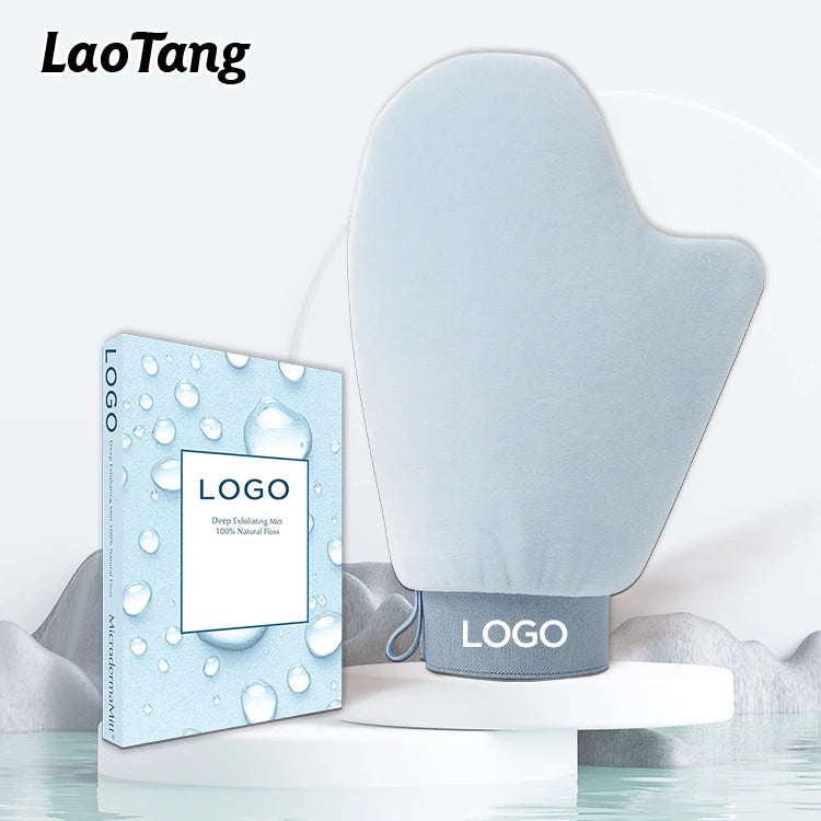 OEM & ODM Custom LOGO and Package Dual Sided Super Soft Deluxe Velvet Tanning Mitt With Thumb Self Tanning Mitt