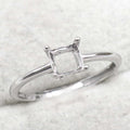Sterling Silver 5*5mm Semi Mount Ring Square Shape Empty Frame Blank Claws Setting S925 Base Without Center Stone for Inlay DIY