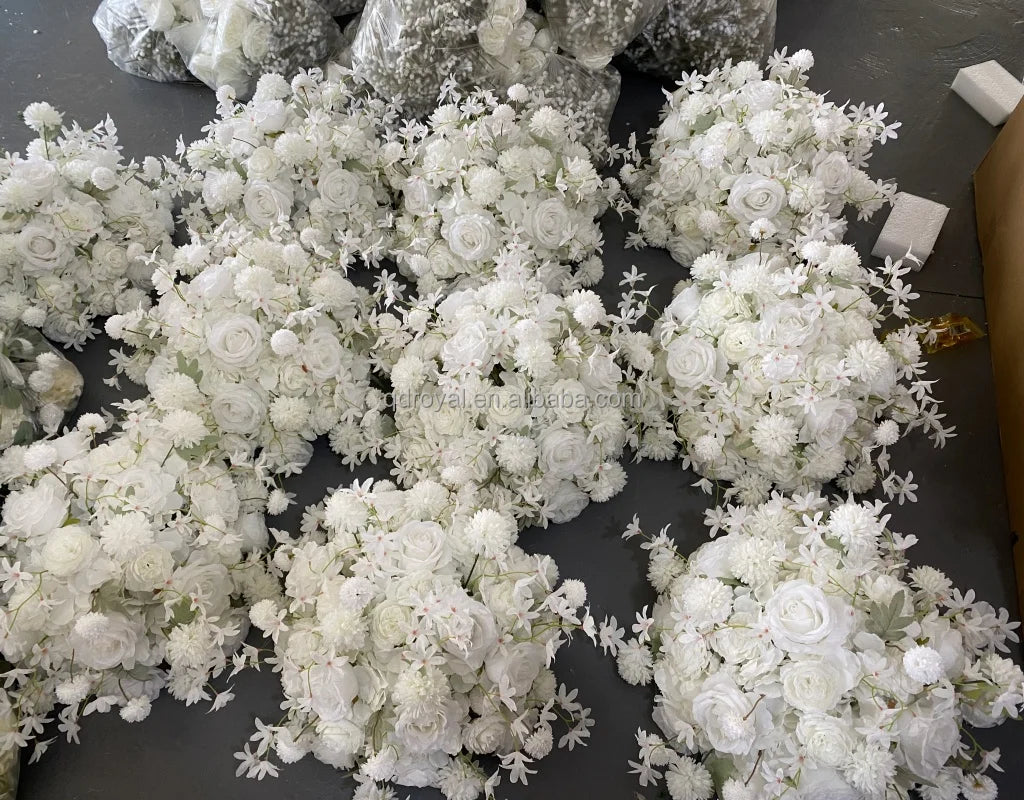 White Wedding Table Decor Silk Flower Ball Centerpieces Rose Peonies Artificial Flower Ball for Party