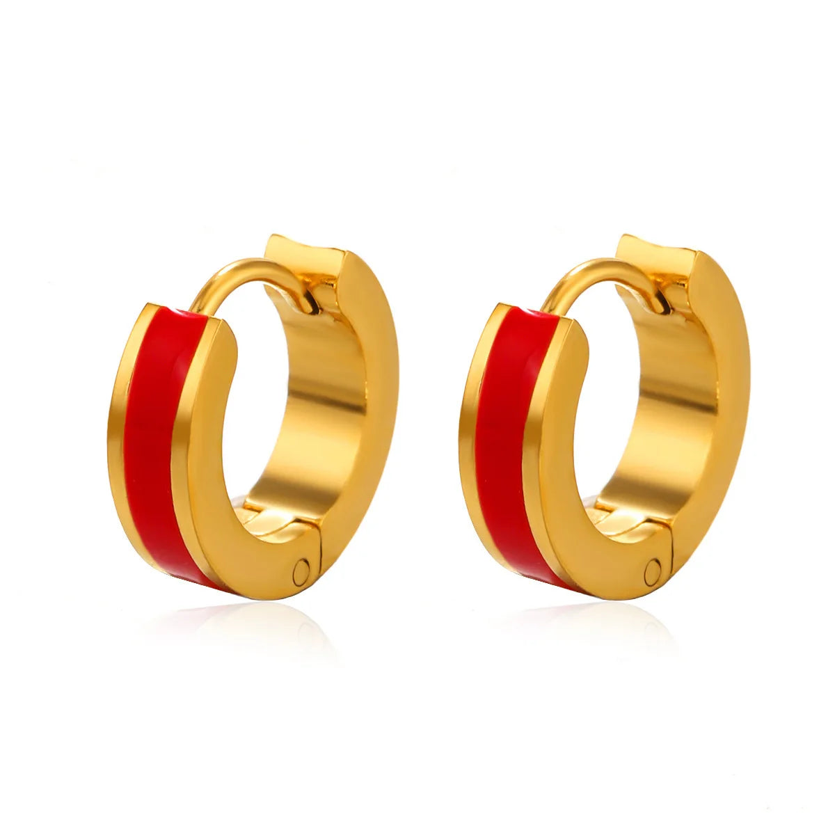 Non Tarnish Gold Plated Jewelry Stainless Steel Small Huggie Hoops Colourful Enamel Earrings