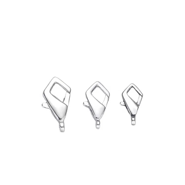 Small Medium Large Jewelry Supplies 925 Sterling Silver Snap Hook Diamond Shape Lobster Clasp for DIY Necklace Bracelet Making