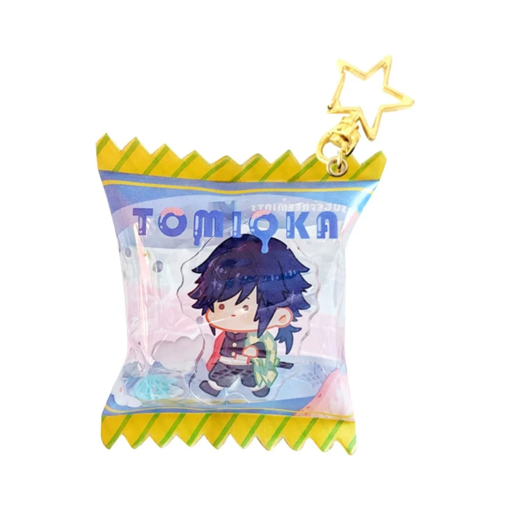 Cute Lovely Anime Customized DIY Glitter Sequin Charm Filled Custom PVC Puffy Inflatable Float Candy Bag Keychain