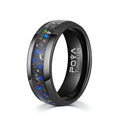 Poya Crushed Galaxy Opal Meteorite Sandstone Inlay Black Tungsten Carbide Rings for Men