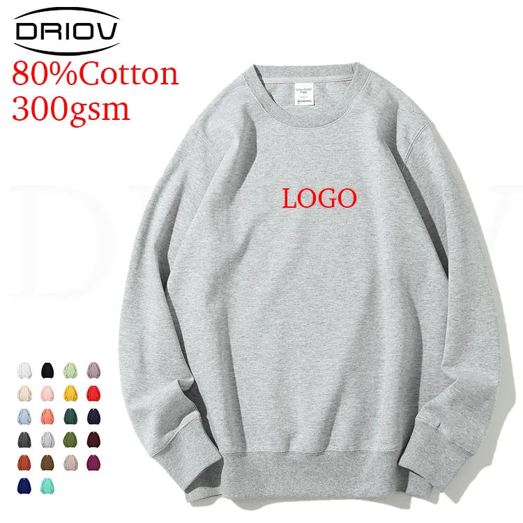 Factory Custom 300g Sweatshirts Long Sleeve custom Blank Crew neck Hoodie Plus Size Men's Hoodies Sweatshirts
