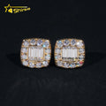 Luxury Baguette Lab Grown Diamond Earrings Iced Out Jewelry 10K 14K 18K Soild Gold Hip Hop Moissanite Stud Earrings