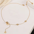 Wholesale Sweater Chain 18k Gold Stainless Steel Crystal Zircon Double Ring Roman Numerals Tassel Necklace