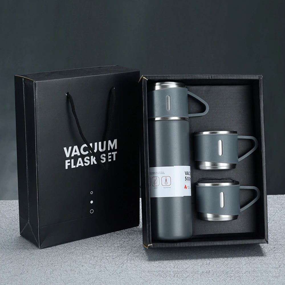 2024 Eco Friendly 500ml Custom logo Stainless Steel Vacuum Thermos Flask Termos Insulated Water Bottle with 3 Lids