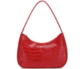 Cherry Red Small Mini Designer Ladies Women's Zippered Leather Over the Shoulder Tote Bag Purse