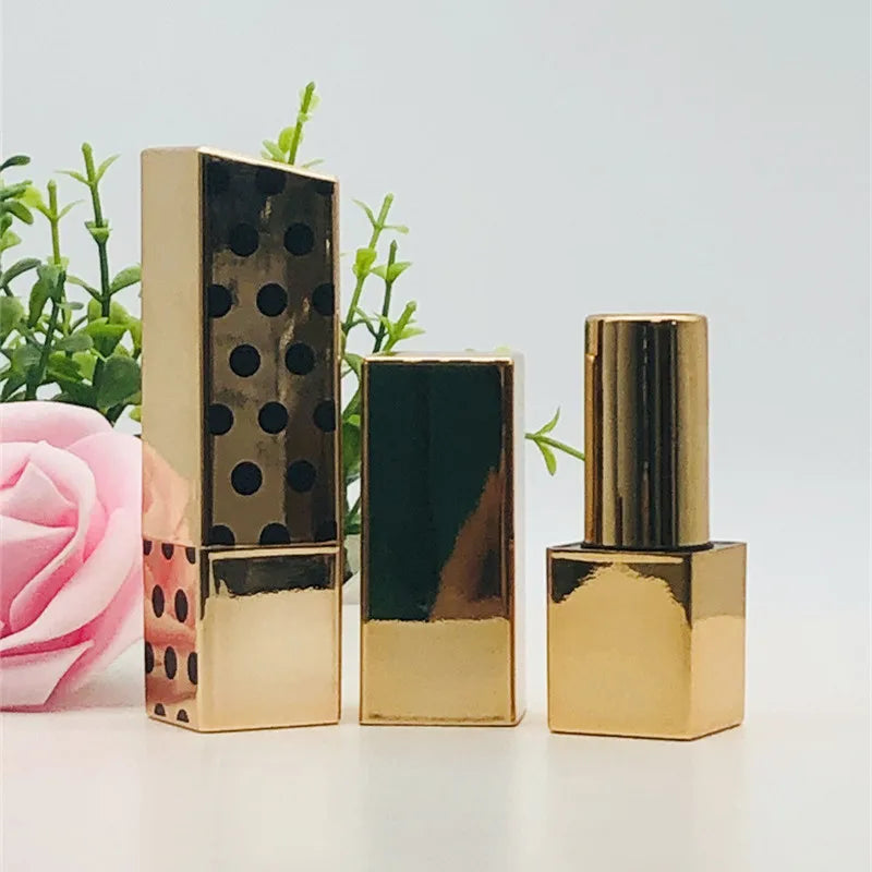 HOT Diy3.5g Electroplating High-grade Diamond Cut Face square Bright Golden Lipstick Empty Tube Makeup Packaging Material