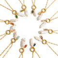 Cross-Border Twelve Birthstone Pearl Necklace Choker High-End Stainless Steel Jewelry Trendy Clavicle Chain Accessory