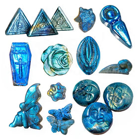 Wholesale Blue Labradorite Sculptures Natural Crystal Carved Buddha Labradorit Carving for Pendant