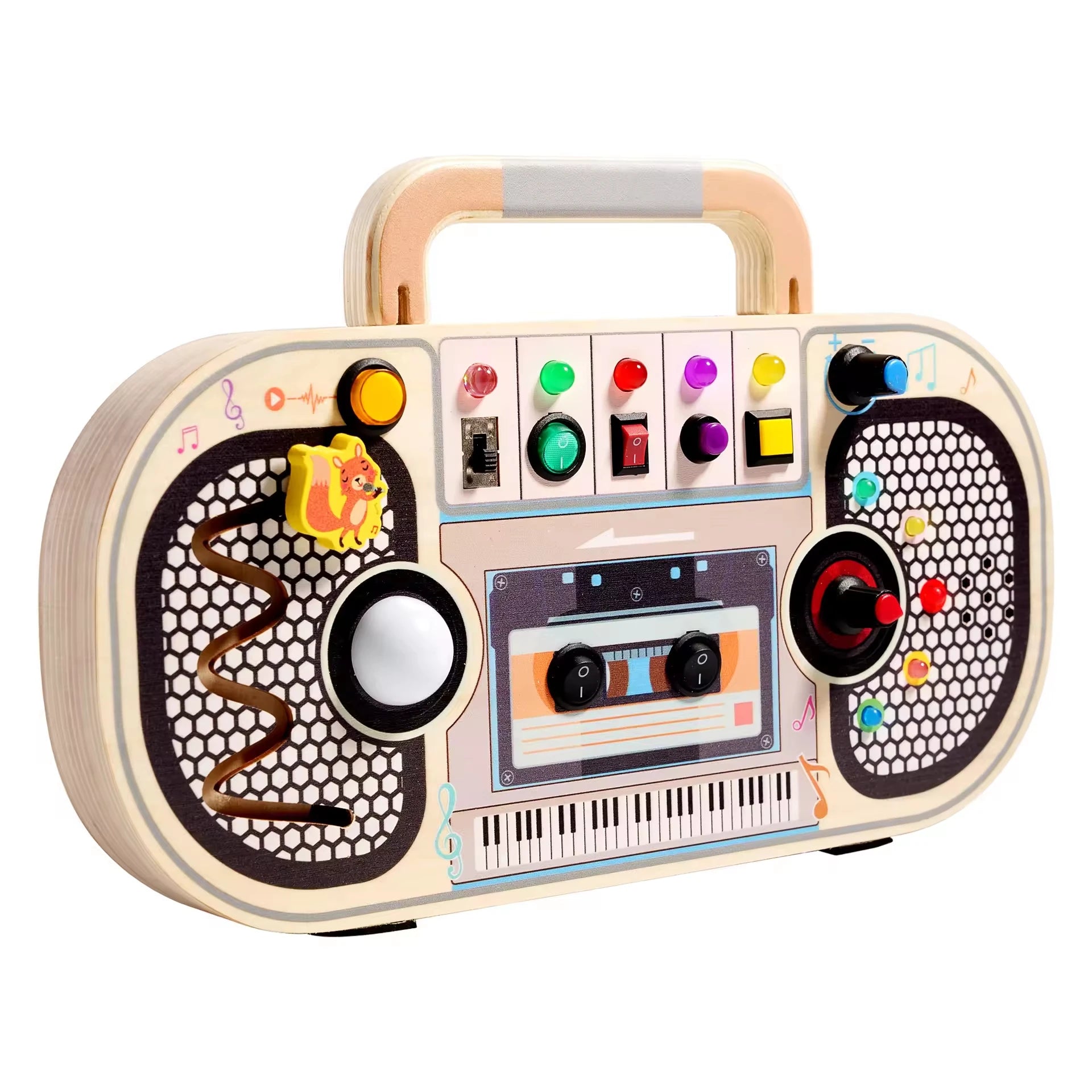 Children's Busy Board with LED Light Toy 2-4 Years Wooden Puzzle Switch Circuit Recorder Hands-on Cognition Enlightenment Toy
