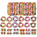 SC Graduation Party Dance Petal Women Men Necklace Handmade 4sets Kukui Nut Lei Necklace Colorful Flower Hawaii Necklace