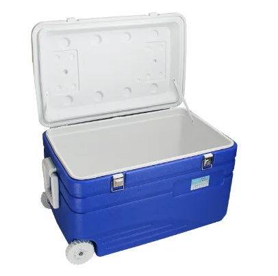 Wholesale Suit Capacity PU Foaming 55L Moveable Car Trunk Heavy Duty Ice Cooler Box with Wheels and Handle