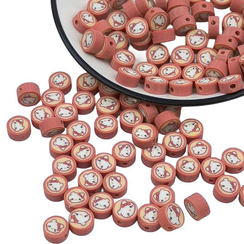 10mm Green Cartoon Animal Pattern Polymer Clay Slice DIY Handmade Jewelry Making Necklace Bracelet Accessories Loose Beads