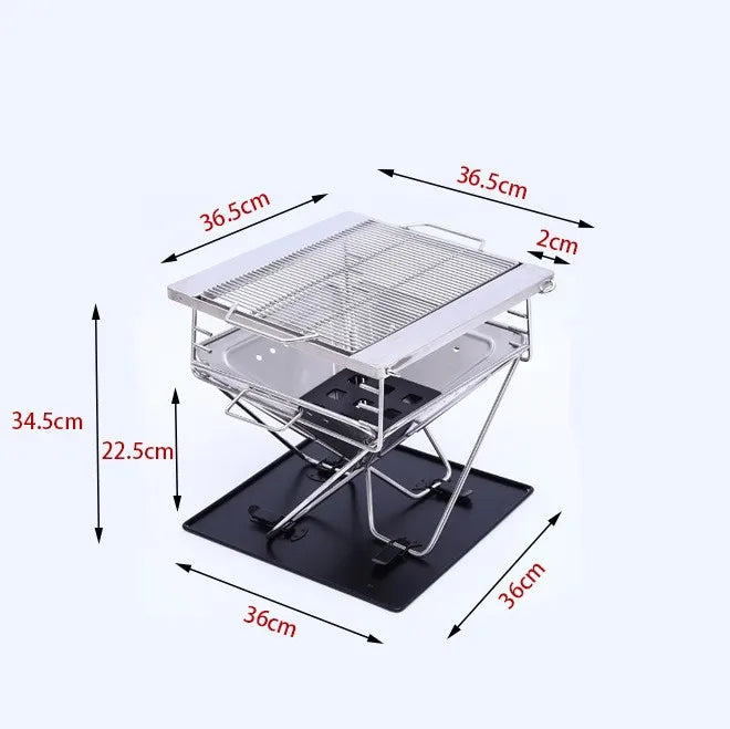 Outdoor Camping Hiking Stainless Steel Collapsible Portable Barbecue Charcoal Grill