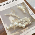 Wholesale High Quality Retro Oversized  Girl Hair Catch Bath Hairpin  Pearl Cpearl Hair Claw Thick Hair