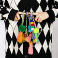 New Color Lovely Wool Ball Chain Key Chain Tassel Contrast Color Couple Key Chain National Style Bag Pendant Wholesale