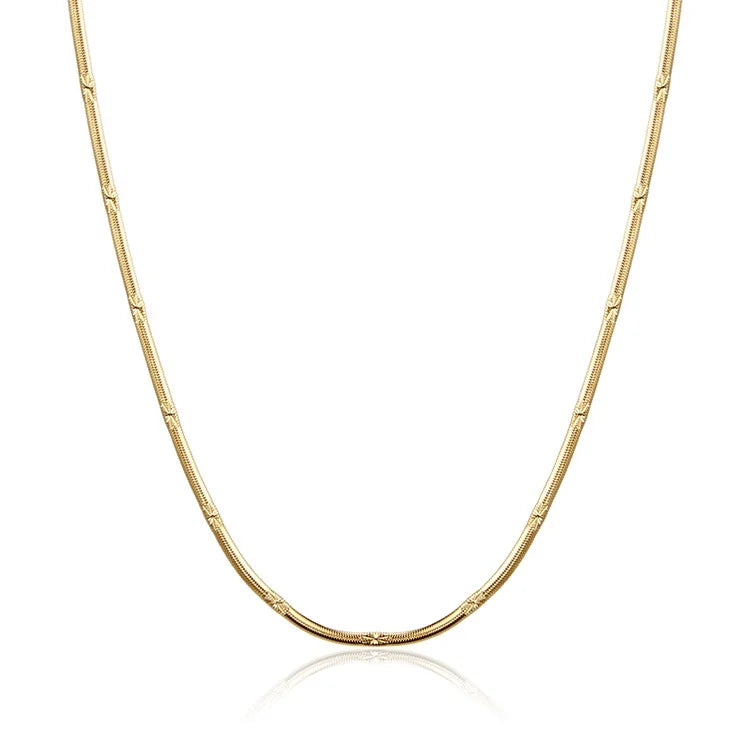 New Arrival Stainless Steel Polaris Embossed Chain Wholesale Thin Snake Flat Herringbone Necklace