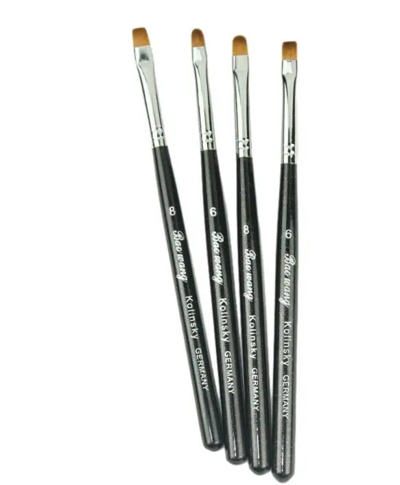 Skyists 6# Oval Gel Nail Brush Black-Rod Kolinsky Hair with Wood Handle