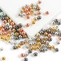 100pcs CCB Smooth Round Beads Seamless Gold Silver Plastic Spacer Beads