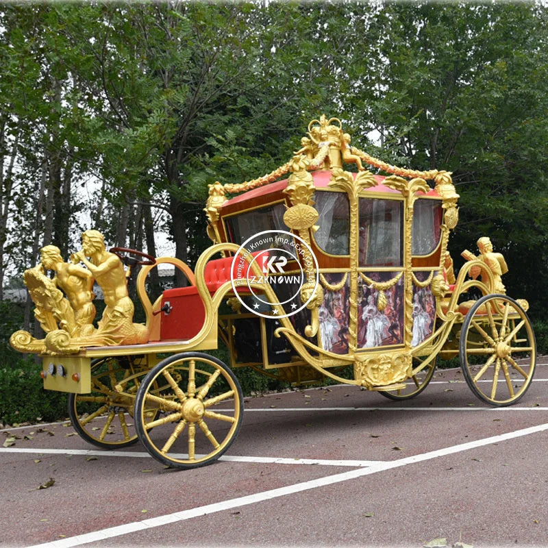 Customize Electric Wedding Horse and Carriage Royal Sculpture Horse Wagon Luxurious Royal Carriage