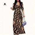 Custom Printing Autumn Trendy Lace-Up Women's Elegant Maxi Long Dress Casual Printed Breathable Natural Waistline Loose Dress