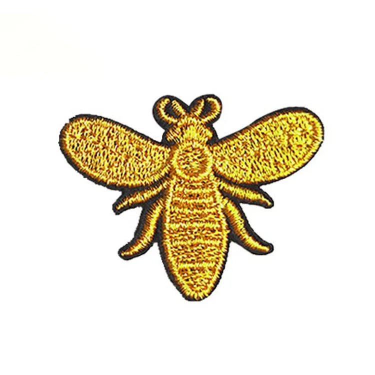 Wholesale Self-adhesive Iron on Patch Custom Small Bee Logo Embroidered Patches