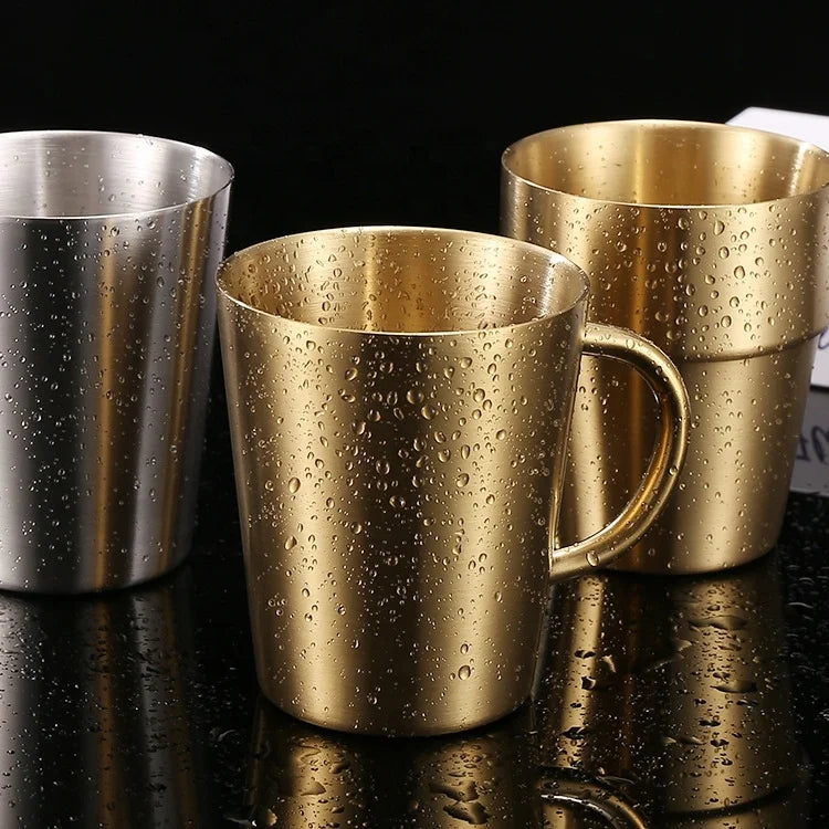 Wholesale Summer Hot Sales Durable Stainless Steel 304 Silver Gold Travel Mug Cup Beer Coffee Mug