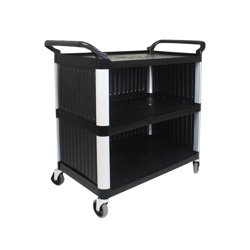 Factory Direct 3-Tier Plastic Service Trolley Durable Hotel Exclusive Food Cart for Clean Storage for Catering Services