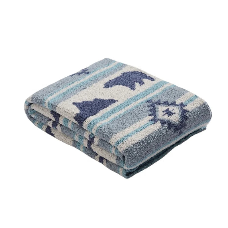 Lovely Cartoon Striped Bear 100% Polyester Knitted Throw Microfiber Blanket for Gifts DXZM