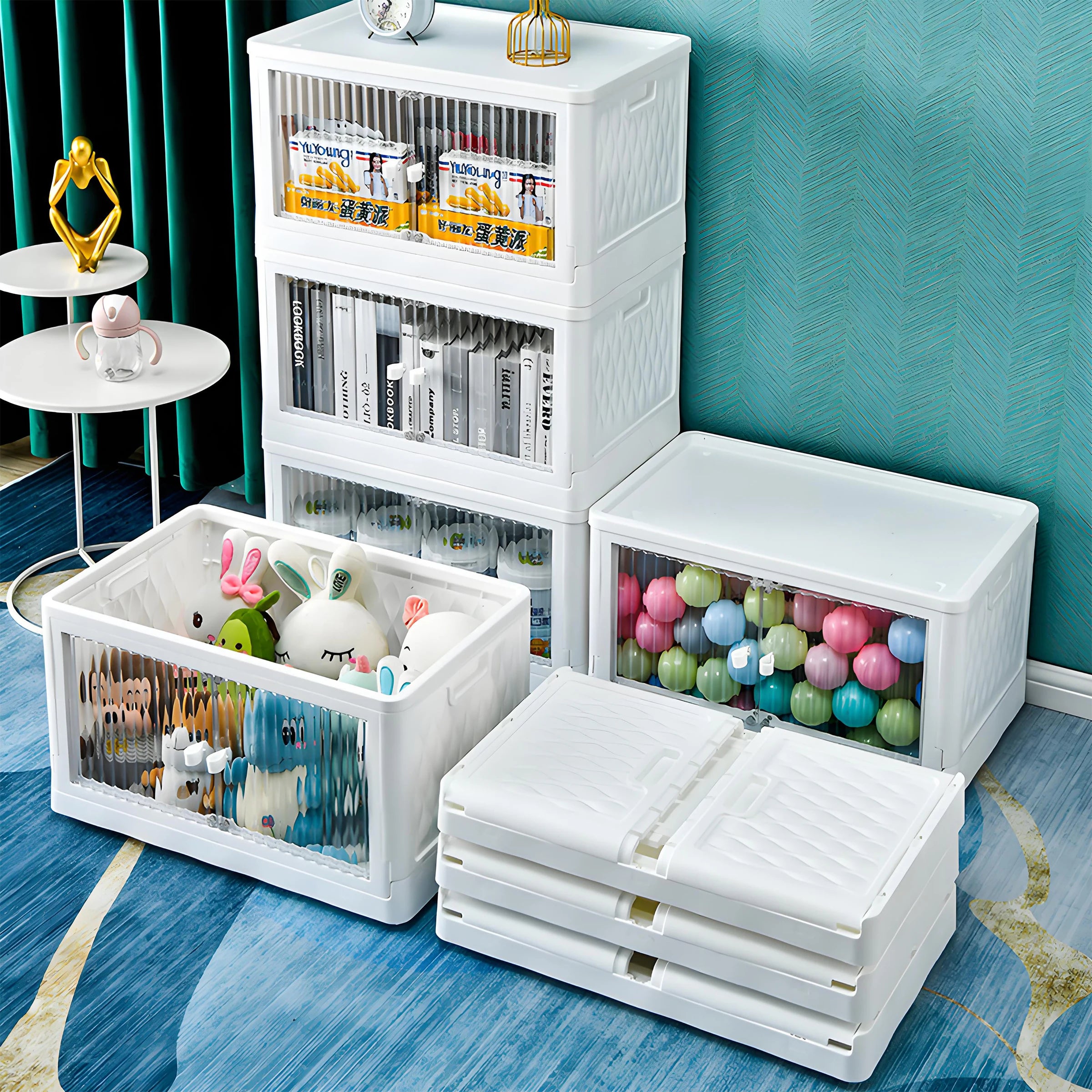 Large Portable Detachable Double-Door Foldable Plastic PP Wardrobe for Clothing Storage in Living Room and Bathroom